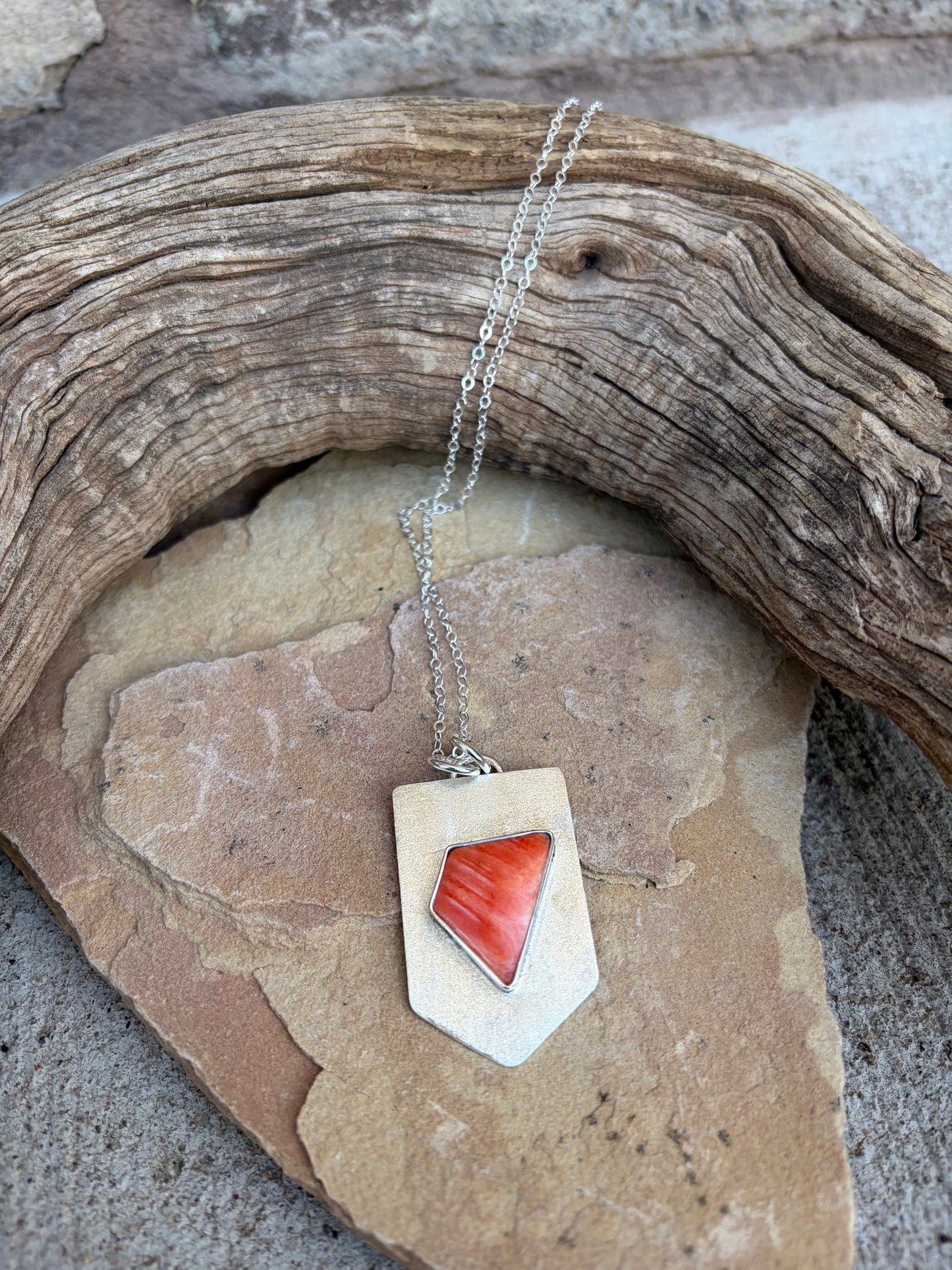 Orange Spiney Oyster Arrow Pendant