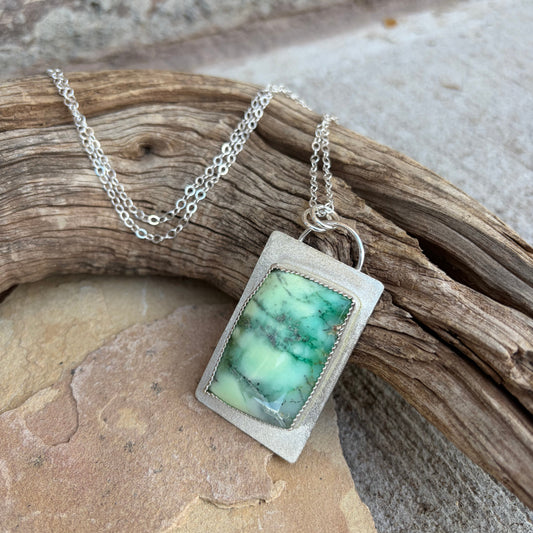 Sterling Silver Chrysoprase Cabochon Pendant