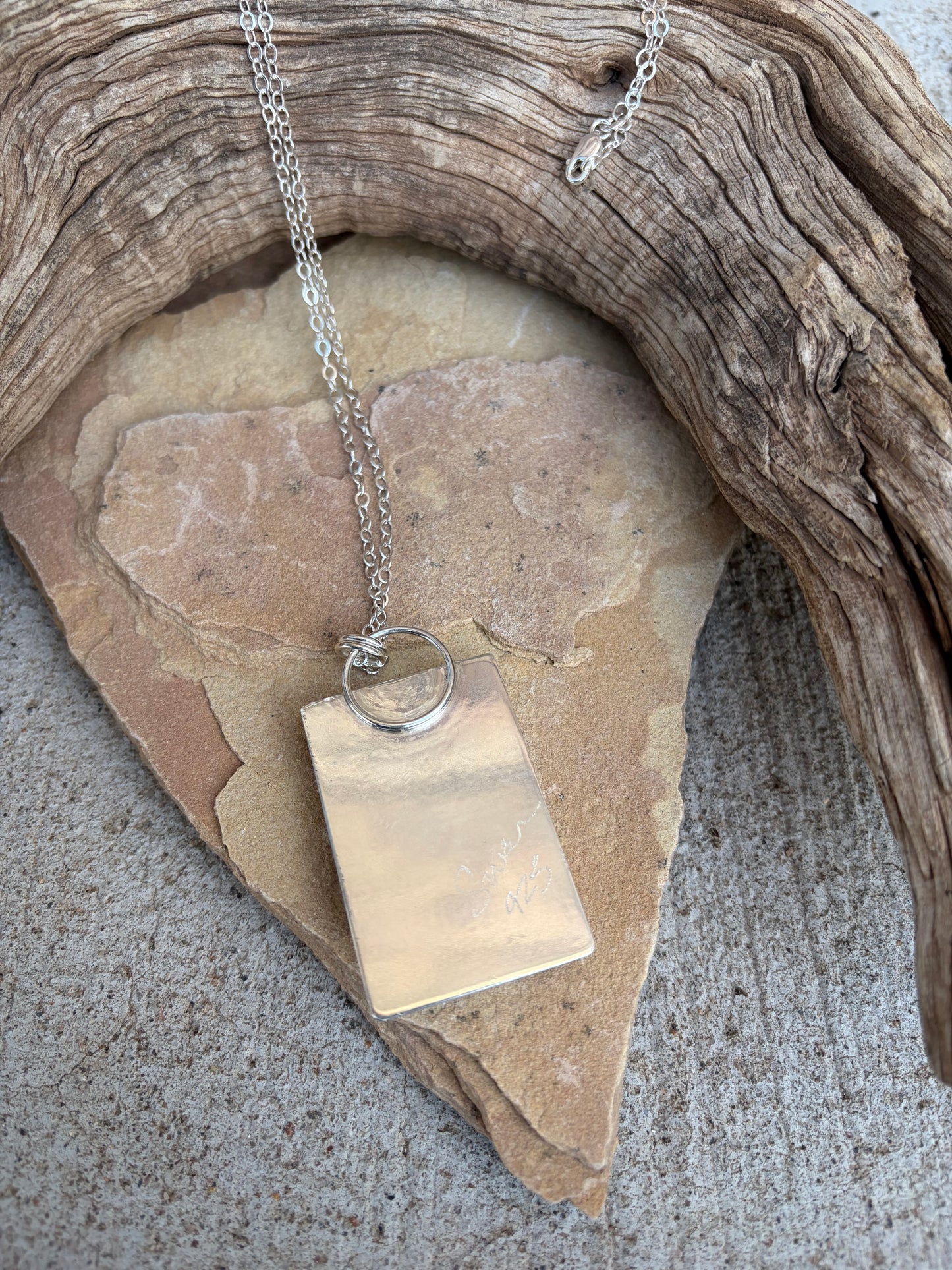 Sterling Silver Chrysoprase Cabochon Pendant