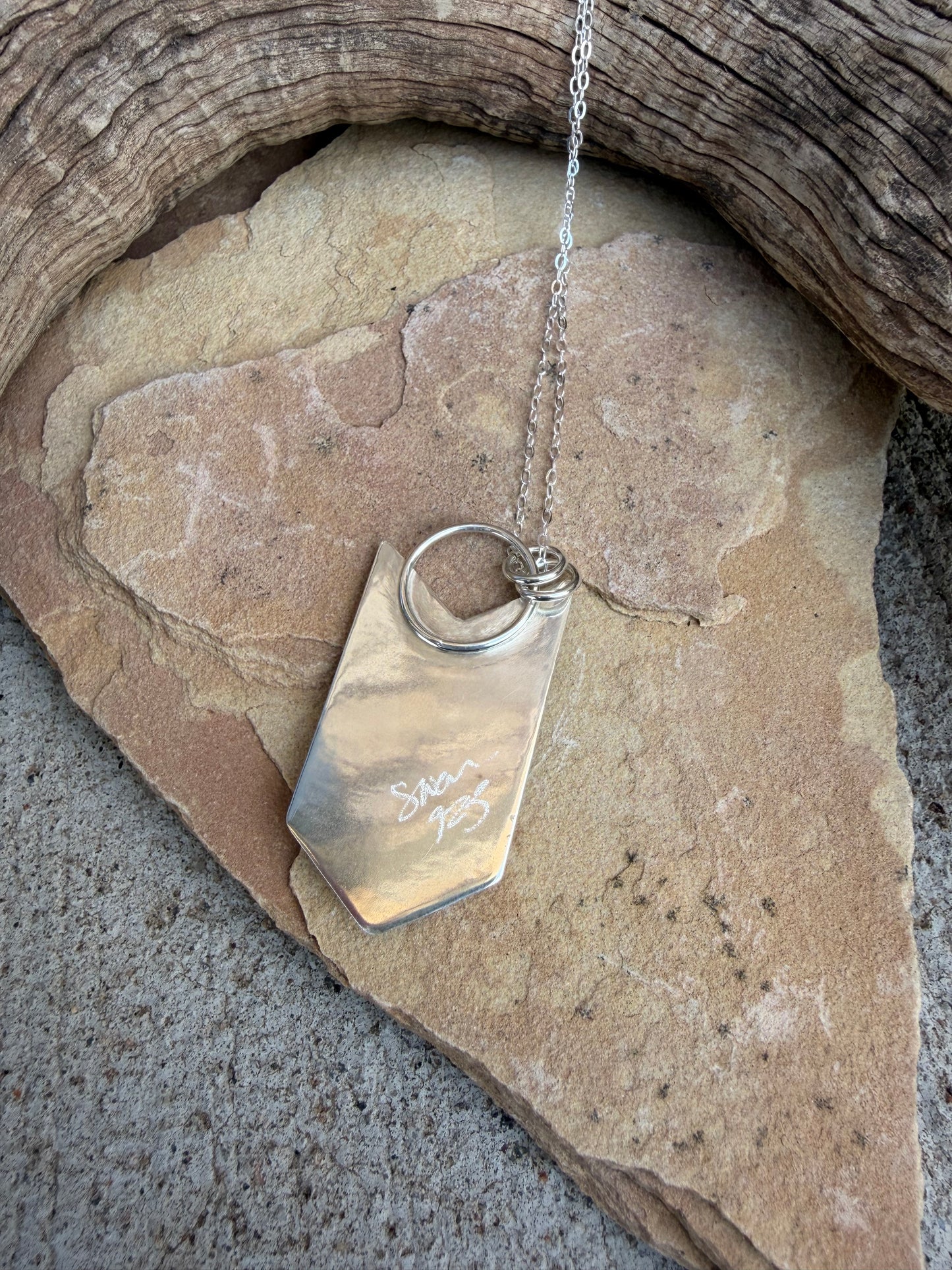 Agate and Petersite Arrow Pendant