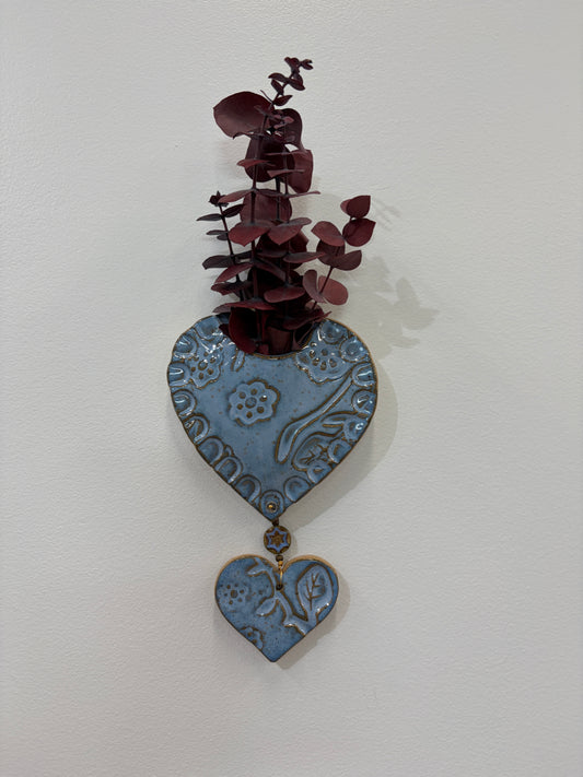 Double Heart Flower Pocket (wall hanging)