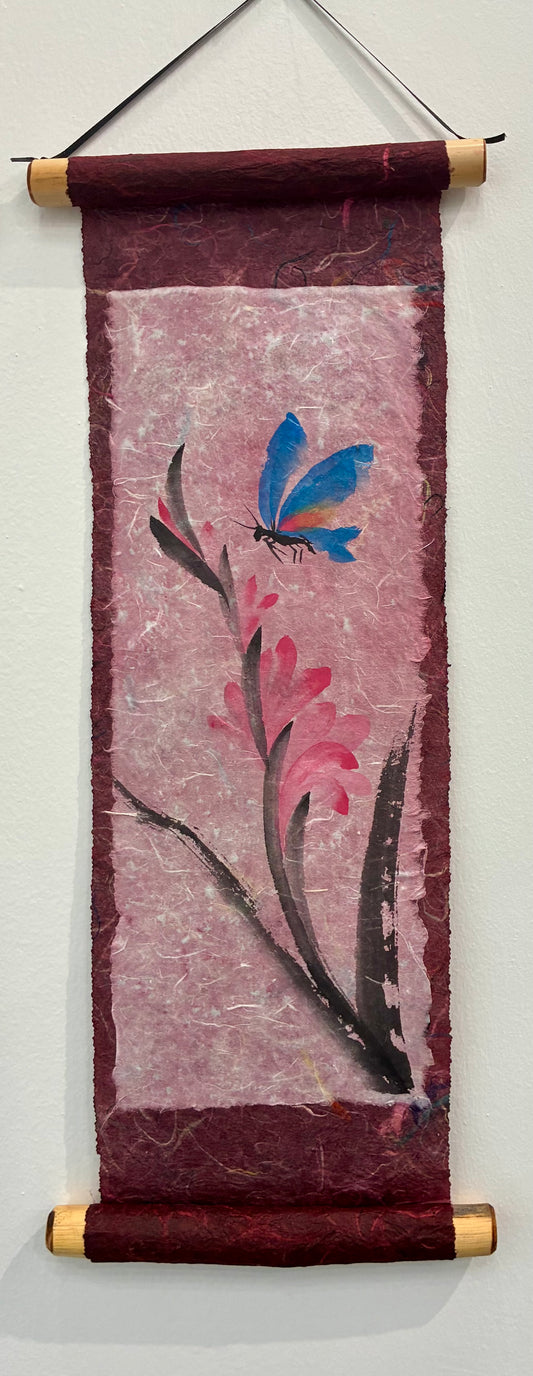 Gladiola and Butterfly Scroll