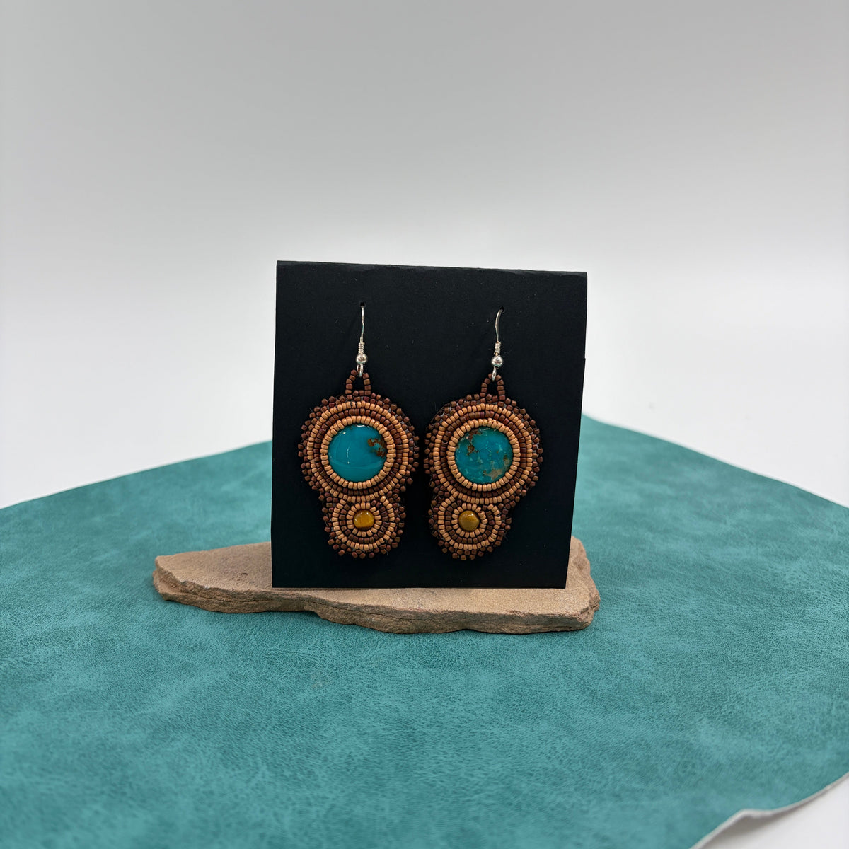 Turquoise and  Tiger's Eye Beaded Earring
