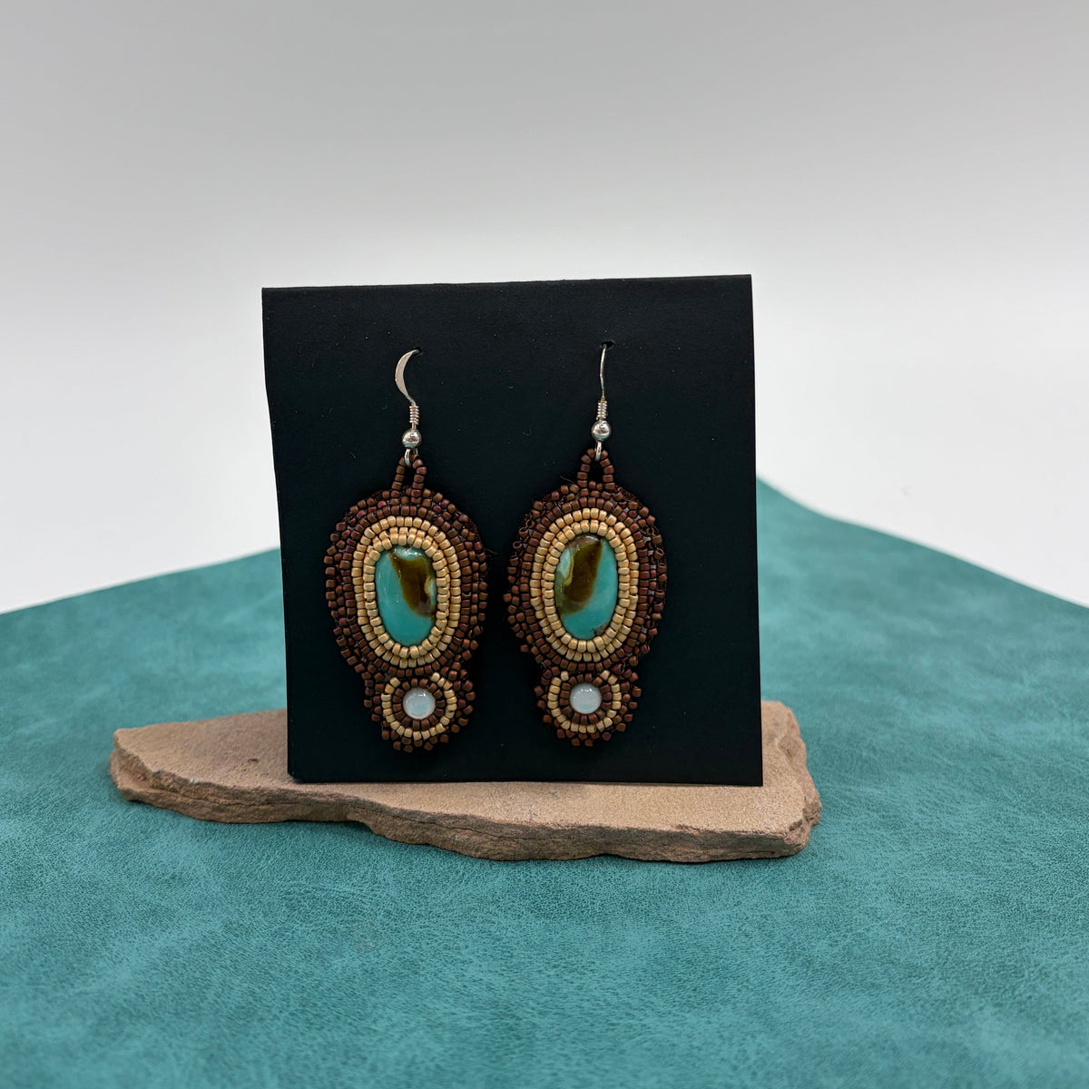 Turquoise and Mother of Pearl Beaded Earring
