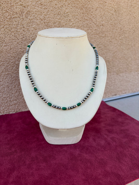 Navajo Pearl and Malachite Necklace