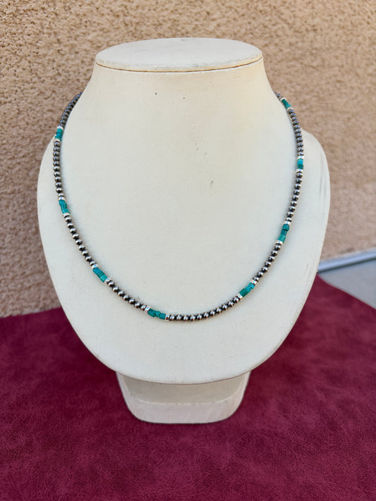 Delicate Turquoise and Navajo Pearl Necklace