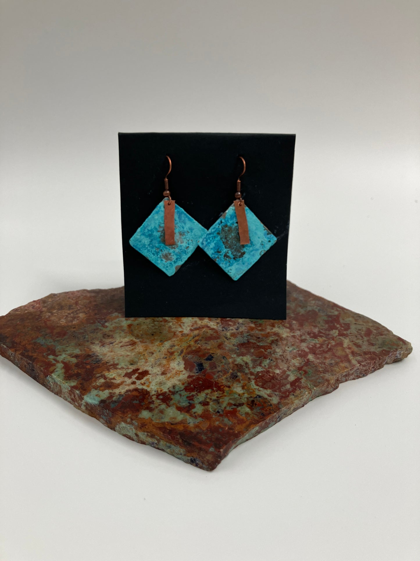 Copper Patina Earrings: Diamond Shape