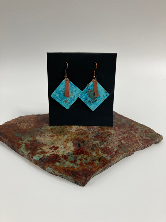 Copper Patina Earrings: Diamond Shape
