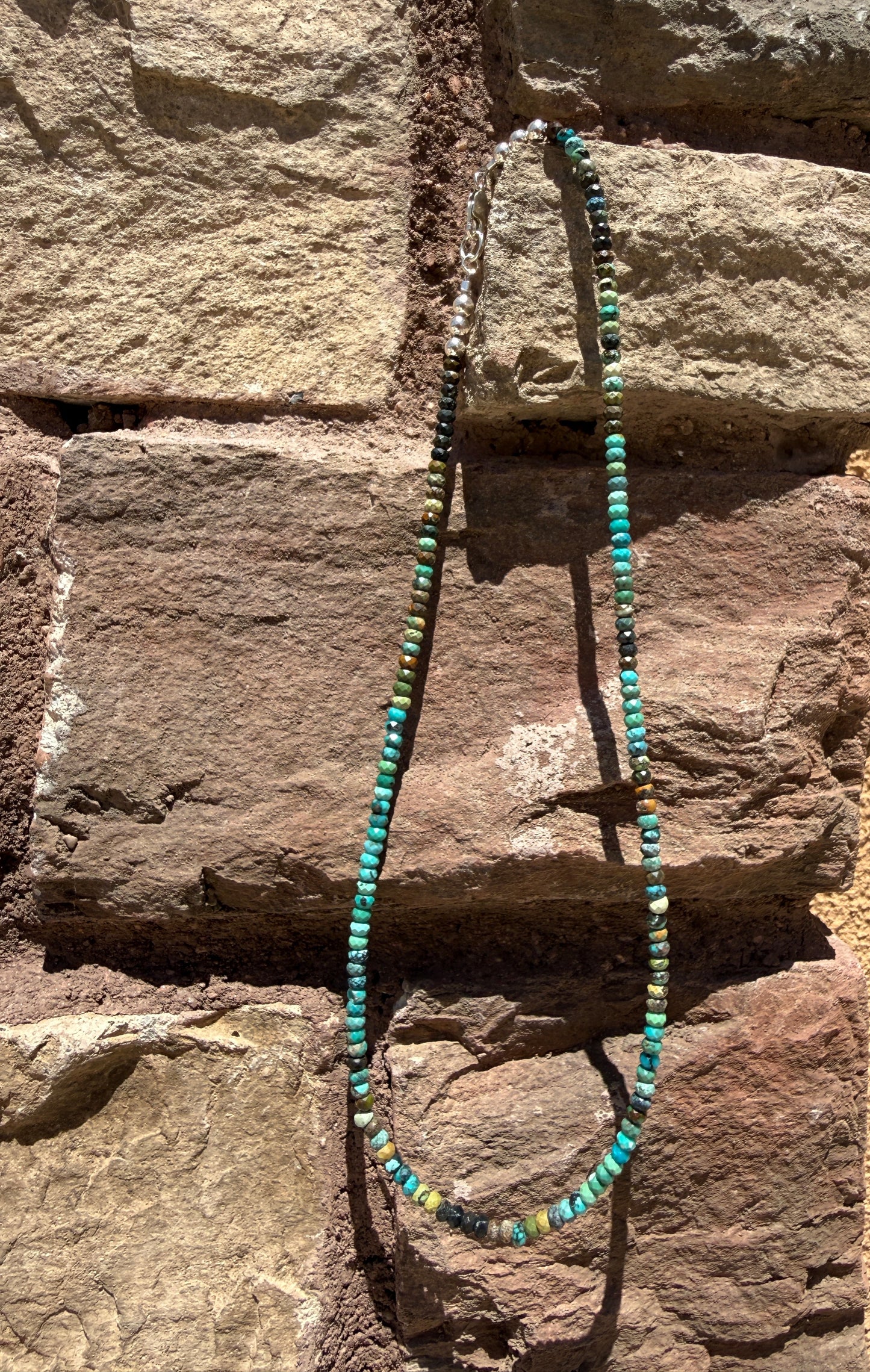 Faceted Turquoise and Sterling Silver Necklace