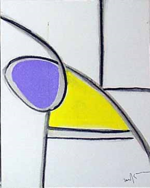 Untitled Abstract Black/Blue/Yellow 90-TR16 - 30 x 24