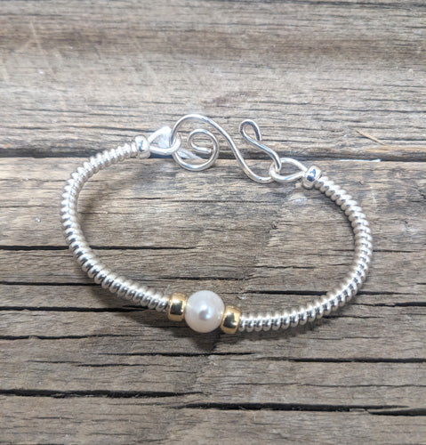 Sterling Silver Wrap Bracelet /pearl 4212