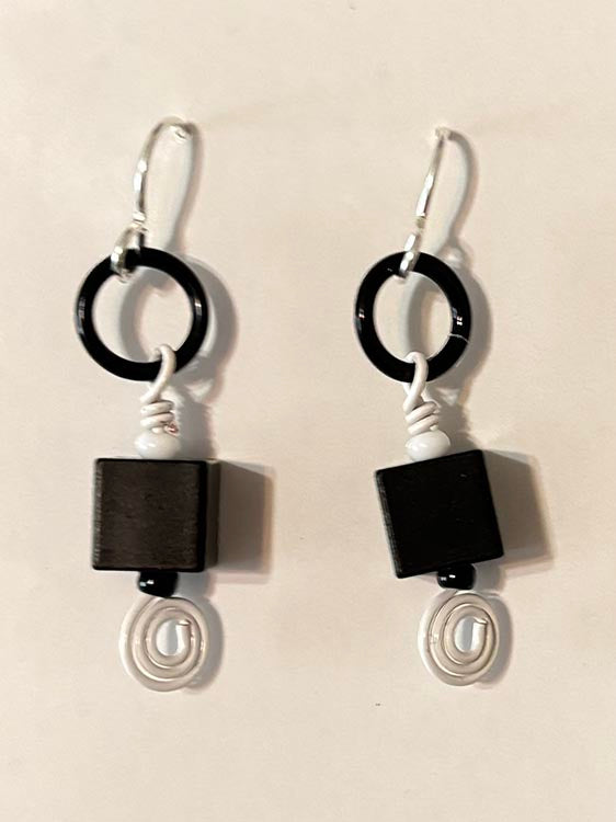 Black Cube Earrings 142