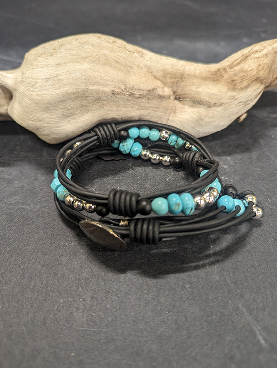 Leather/Turquoise Wrap Bracelet 312