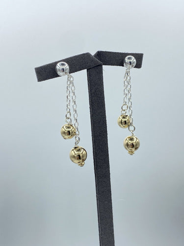 Gold Dangling Beads on sterling silver chains-fun to wear and great for evening or daytime wear 4068