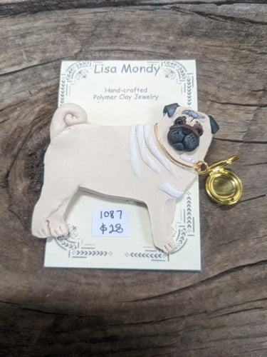 Pug with Locket Pin 1087