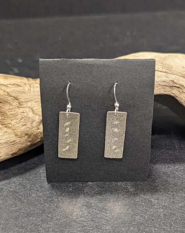 Rectangle Silver Hammered Earrings 524 - 0 x 0 x 0