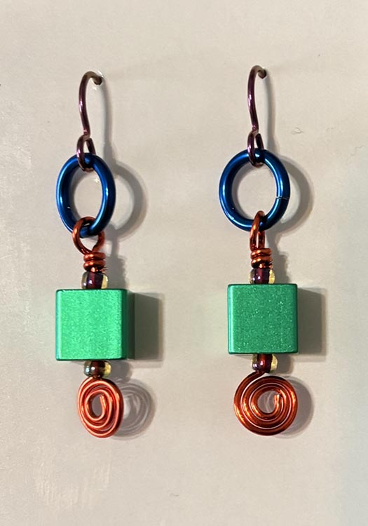 Green Cube Earrings 141