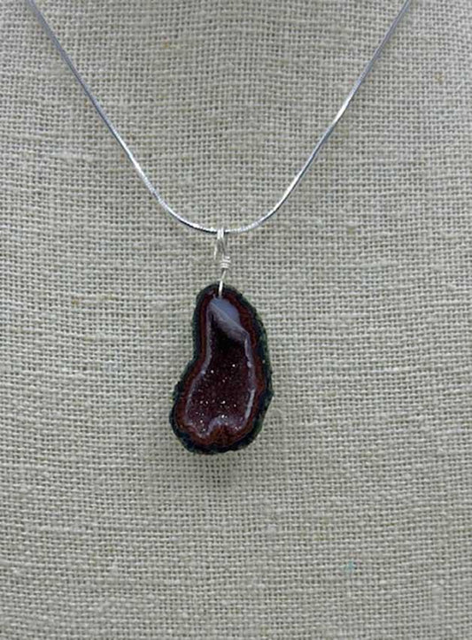 5117 Bright Red Agate Geode Pendant