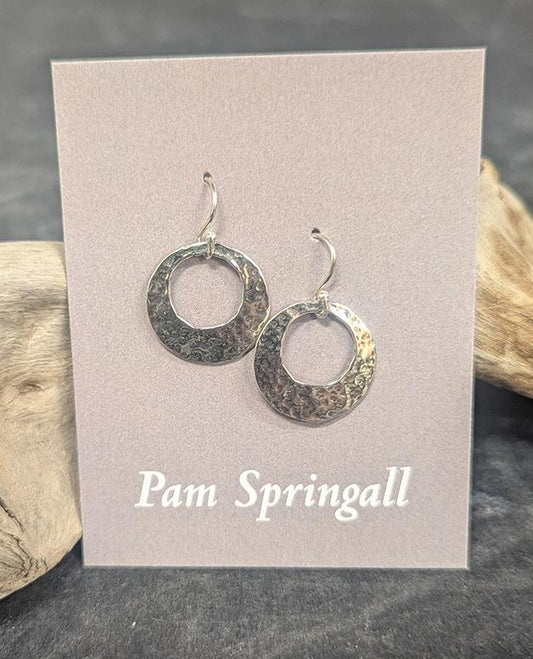 374 Sterling Round Hammered Earrings