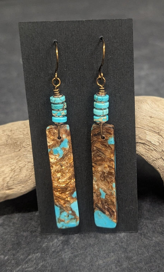 402 Bronze & Turquoise Earrings