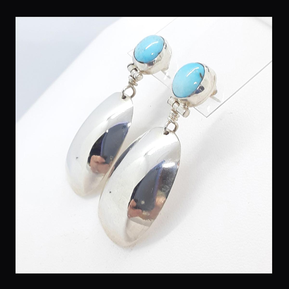 214 Turquoise Bezel Mount  Earrings