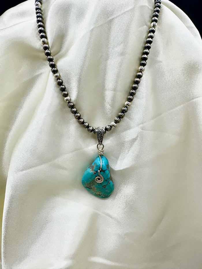 5148 Turquoise on Navajo Pearl Bead Necklace