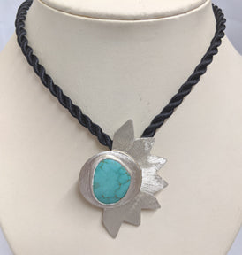 Sterling Silver  Turquoise Sun Pandant 138