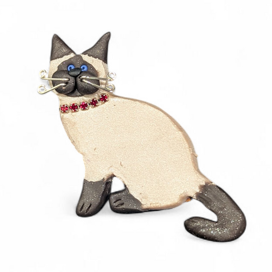 1254 Siamese thin cat with rhinestones