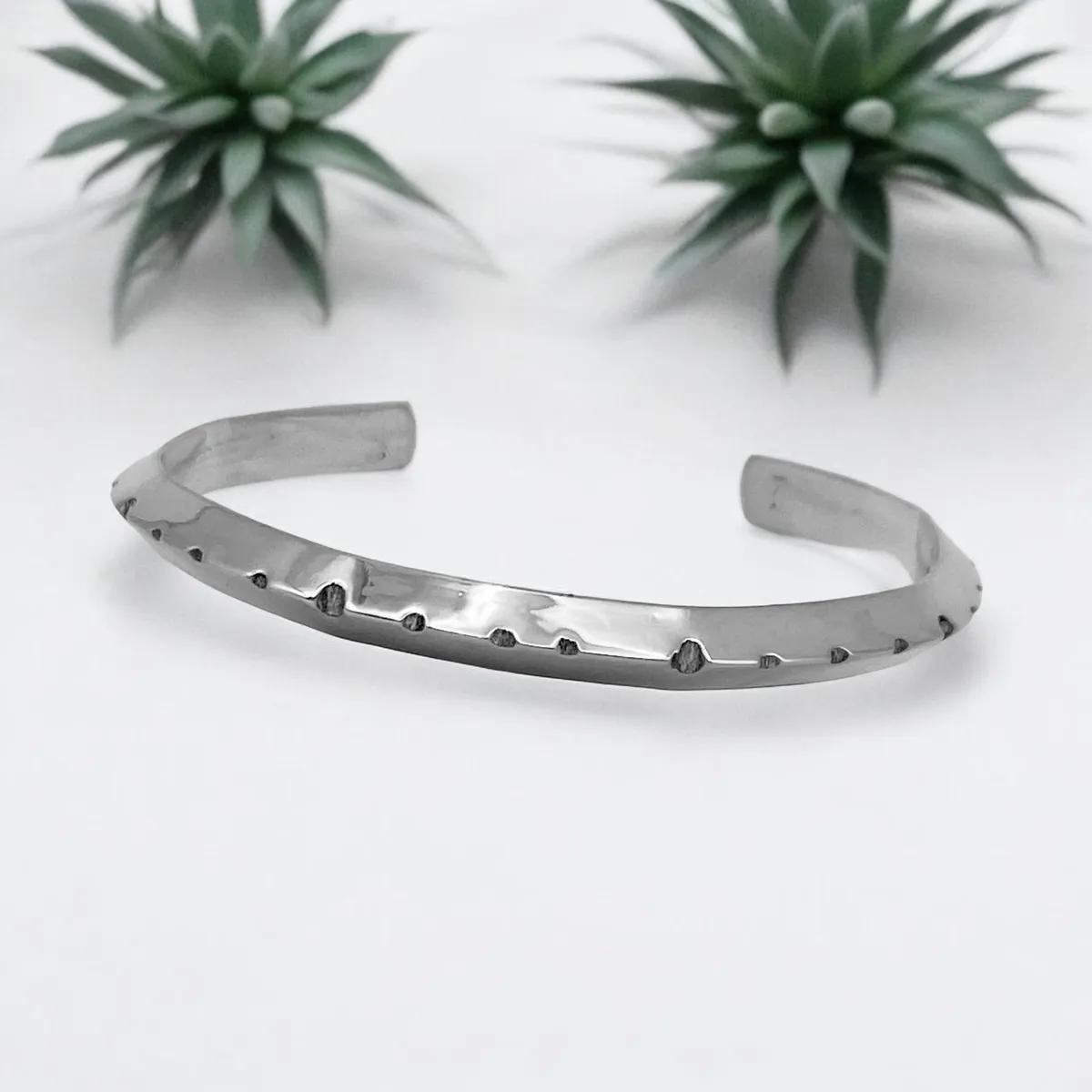 Heavy Triangular Textured Sterling Silver Cuff
