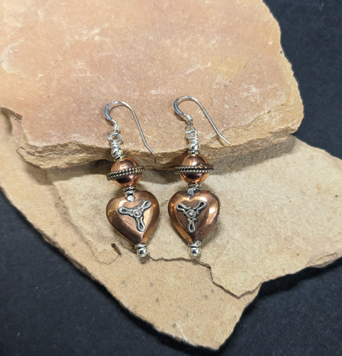 Copper Heart Earrings 11069