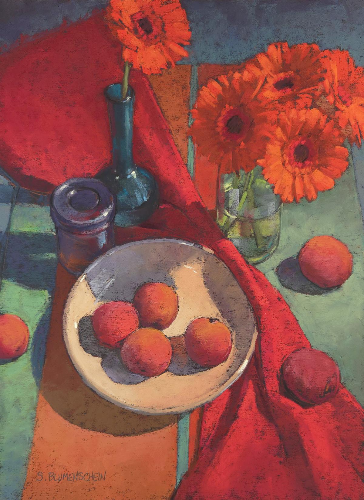 Peaches in a White Bowl