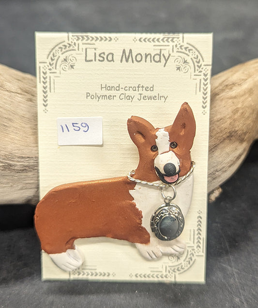 Corgi w locket Pin 1159