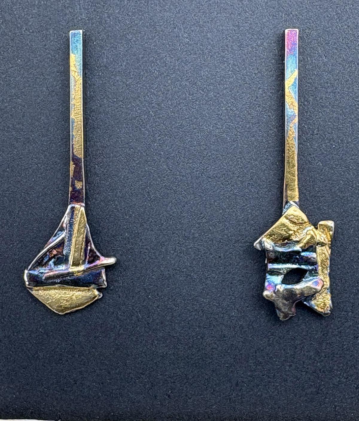 396 3/8" Wide fused formed p earrings