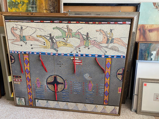 Pictoral battle work on paper w/ tassles Item _13