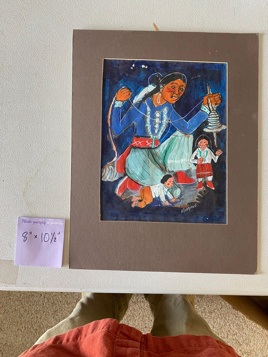 untilted-Woman with yarn and kids Item _264