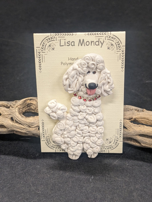 White Poodle Pin 1127