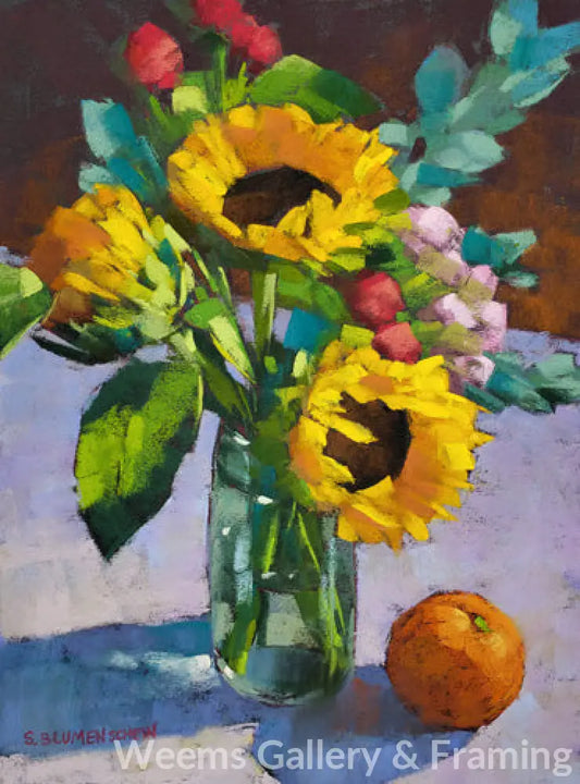 Sunflowers With Orange 499 Pastel Paintings