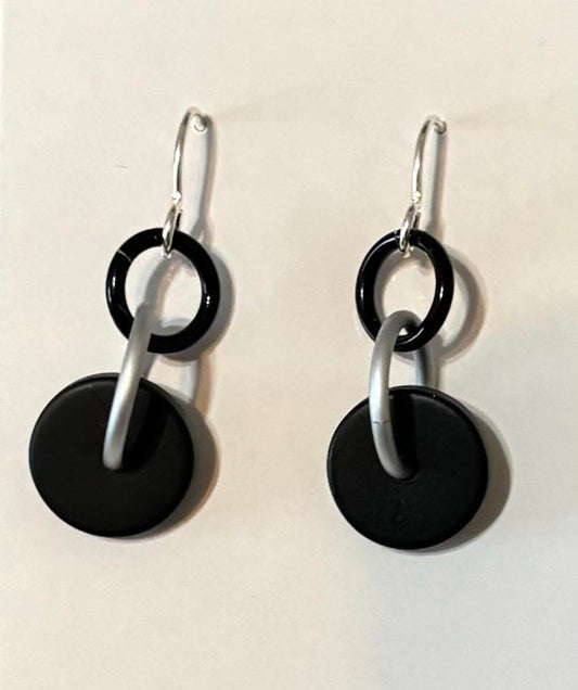 Black Disc Earrings 143