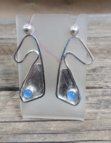 Contemporary Blue Topaz SS Earrings 16