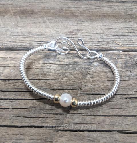 Sterling Silver Wrap Bracelet /pearl by Suzanne Woodworth