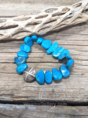 Turquoise Flat Stretch Bracelet by Pam Springall