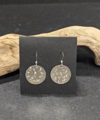 Round Silver Hammered Earrings by Esta Kirschner