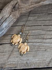 Bone sea turtles Earrings by Judy Jaeger