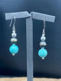 Turquoise SS Navajo Pearl Earrings by Suzanne Woodworth