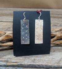 Hammered Silver rectangle Earrings by Esta Kirschner