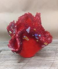 Red Dichro Vase by Karen Shatar