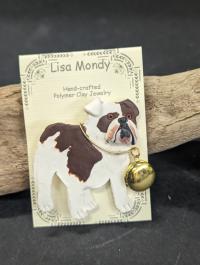 Bulldog with locket pin by Lisa Mondy