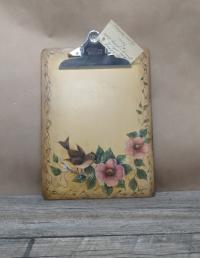 Flowers & Bird Clip Board by Lynn Miller