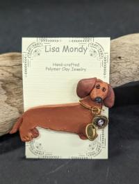 Red Dachshund /locket Pin by Lisa Mondy