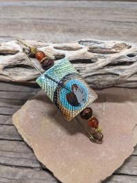 Ceramic Peacock Feather Pin by Judy Jaeger
